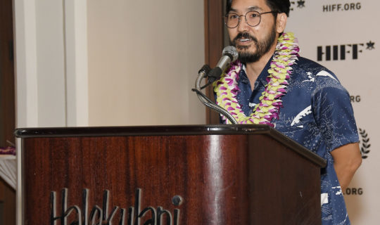 Christopher Makoto Yogi wins the Made In Hawai‘i Best Feature Award at the 41st Hawai'i International Film Festival Awards Gala Presented by Halekulani