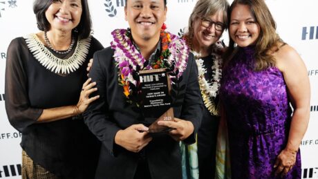 HŌKŪLE’A director Ty Sanga and team receiving the Made in Hawai‘i Award for Best Feature