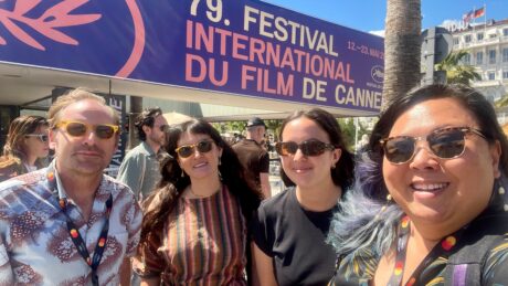 The HIFF team at the 79th Cannes Film Festival (L to R): Aaron Hansen, Melina Coumas, Roma Lerner, Jen May Pastores
