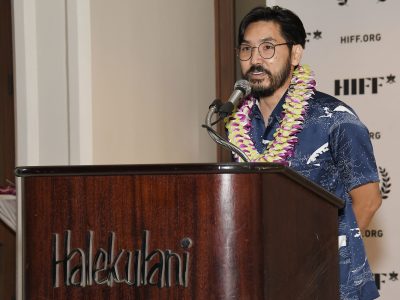Christopher Makoto Yogi wins the Made In Hawai‘i Best Feature Award at the 41st Hawai'i International Film Festival Awards Gala Presented by Halekulani